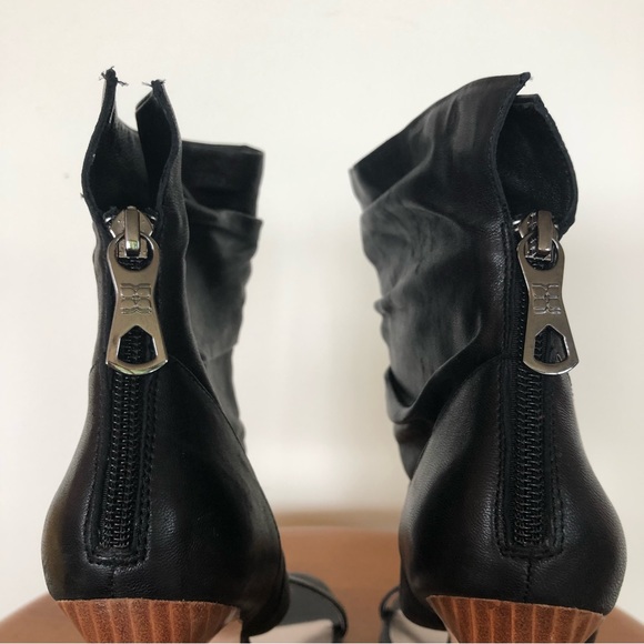 Great Condition BCBGMaxAzria Open Toe Black Leather Heeled Boots (Size 7) - Picture 7 of 12